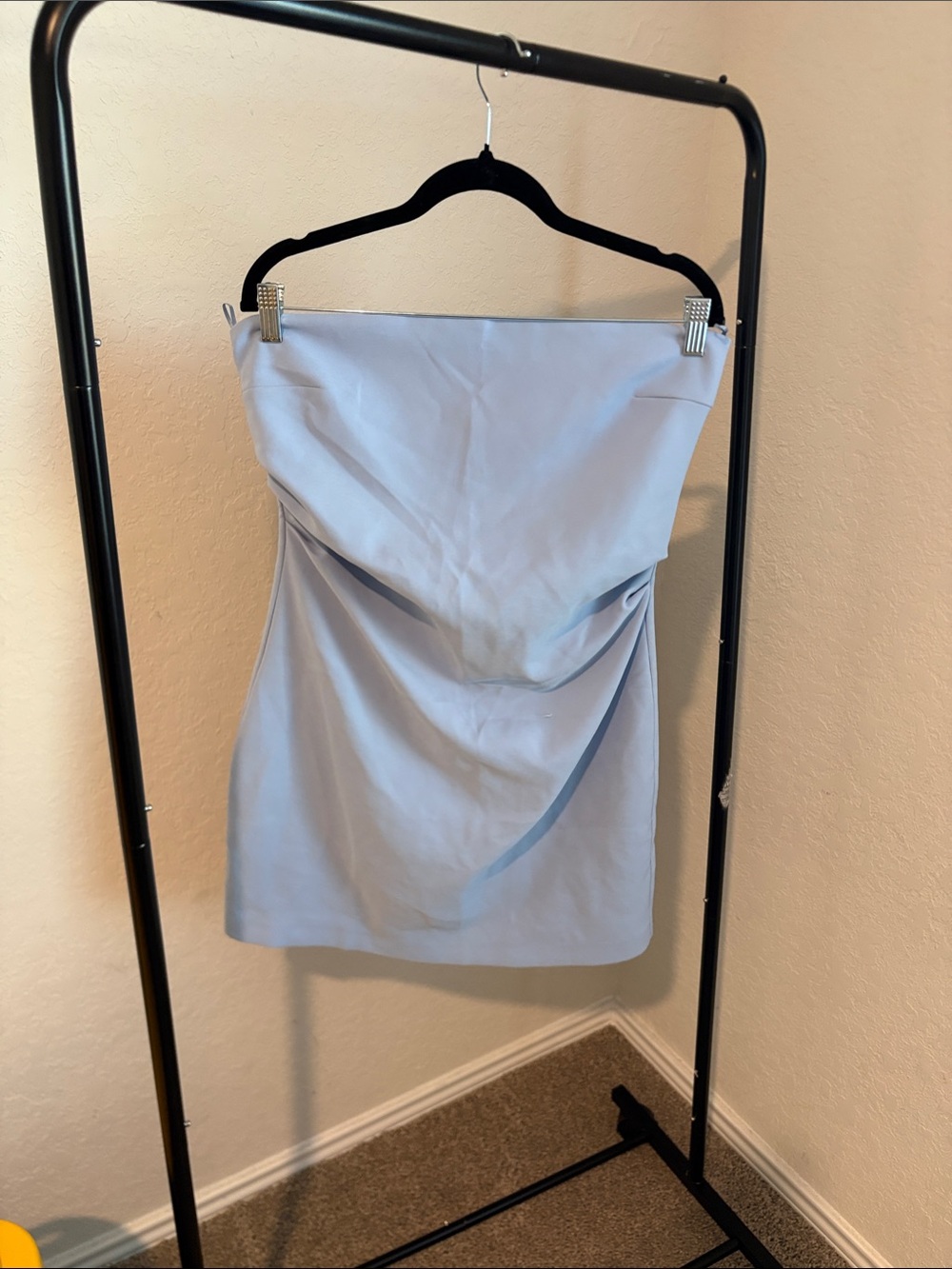 Zara Strapless Powder Blue Draped Mini Dress
